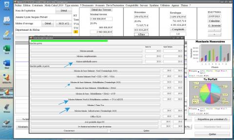 60 phases de mission pour plusieurs missions type de logiciel de proposition d'honoraires de maîtrise d'oeuvre Médicis Mac et PC v25.20