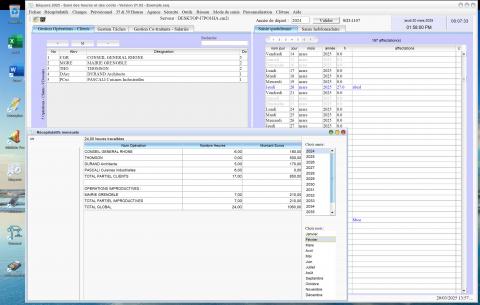Capture du logiciel de pointage Sequora version 21.02 illustrant l’amélioration de la fiche mensuelle regroupant tous les salariés