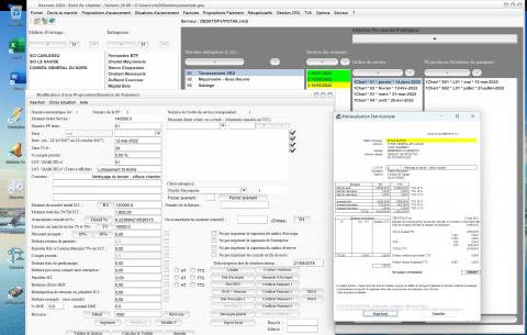 amélioration de la gestion multi taux de TVA sur les états d'acompte du logiciel de suivi de chantier Gescant Mac et PC v20.09