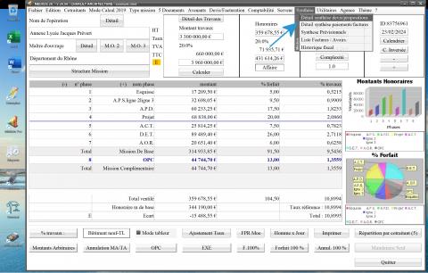 amélioration de la synthèse des devis et proposition du logiciel de proposition d'honoraires Architectes Médicis Mac et PC v26.06