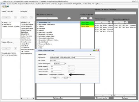 indication situation de paiement sur avenant suivid de chantier gescant v15.15