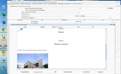 Nouveau bouton gras sur l'édition des comptes rendus de chantier dans Gescant Mac et PC 18.01