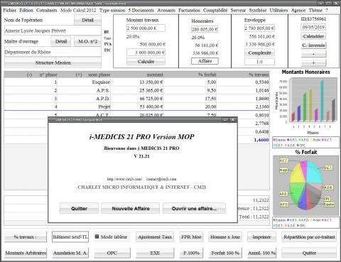 nouvelle version de la gestion et/ou facturation des honoraires de Maîtrise d'Oeuvre Médicis Mac et PC