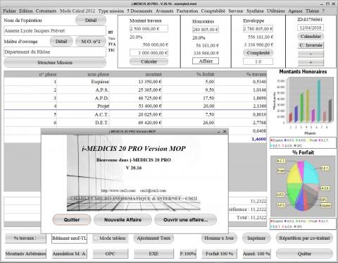 mise à jour de la gestion des honoraires Architecte Médics V20.16