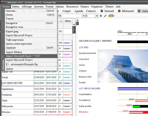 importation de plannings existants dans le logiciel de planning mac et pc Faberplan
