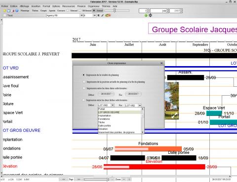 nouvelle impression entre deux tâches logiciel planning Faberplan V12.10