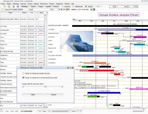 largeur table de saisie planning pro Faberplan mac et pc v14.06