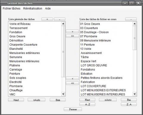 liste de tâches des plannings Faberplan pour mac et pc