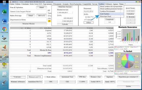 amélioration de la liste des factures d'honoraires de Maîtrise d'Oeuvre Médicis Mac et PC v24.22