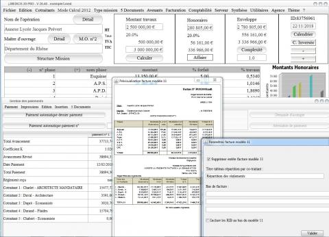 mise à jour de la gestion et facturation des honoraires pour Architectes Médicis