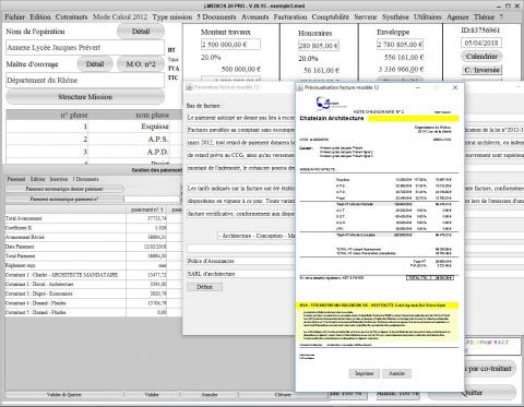 nouveau modèle de facture dans les honoraires architectes médiocis mac et pc V20.15