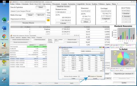 amélioration de la gestion du nombre de décimales sur la répartitions des paiements du logiciel de facturation des honoraires de Maîtrise d'Oeuvre Médicis Mac et PC v24.19