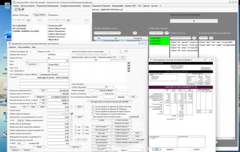Capture d'écran des nombreuses améliorations du modèle 3 de certificats de paiement dans le logiciel de suivi de chantier Gescant, version 2120, destiné aux architectes et professionnels de la maîtrise d'œuvre