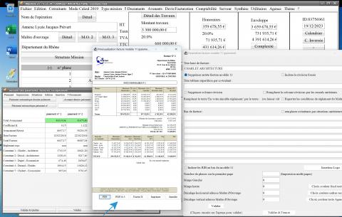 nouveau pdf A3 sur modèle 11 de facture d'apres paiement du logiciel de facturation des honoraires de maîtrise d'oeuvre Médicis Mac et PC 25.34