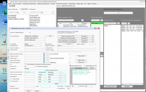 nouveaux codes couleurs dans les marchés initiaux pour les cotraitants et sous traitants du logiciel de suivi de chantier Gescant Mac et PC v21.06