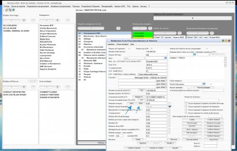 nouvel acompte ou avance automatique à 10 pourcent du logiciel de suivi de chantier Gescant Mac et PC v19.18