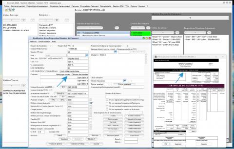 nouvelle designation du lot sur certificat de paiement 2 et cp3 du logiciel suivi de chantier Gescant Mac et PC v19.18