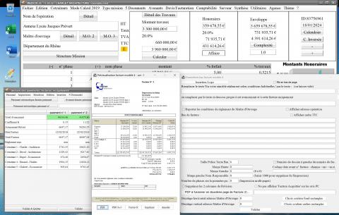 nouvelle gestion des arrondis du modèle 4 de facture de facturation des honoraires de maîtrise d'oeuvre Médicis Mac et PC v26.02