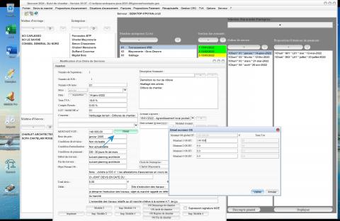 nouvelle répartition du montant des ordre de service selon 4 taux de tva logiciel suivi de chantier Gescant Mac et PC v20.07