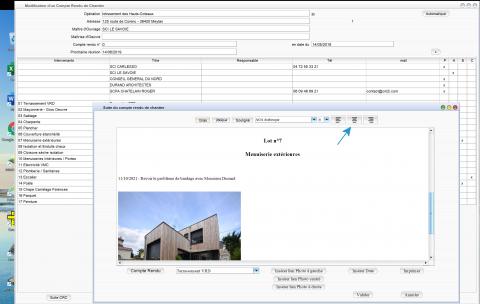 Nouvelle gestion de l'alignement des paragraphes dans l'éditeur de compte rendu de chantier Gescant Mac et PC 18.02