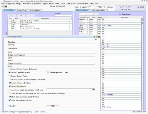 mise à jour pointage des heures et gestion des temps Séquora mac et pc v15.03