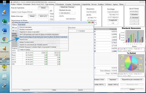 nouvelle possibilité d'appliquer un poucentage global d'avancement dans le logiciel de facturation des honoraires de maîtrise d'oeuvre Médicis Mac et PC v24.19