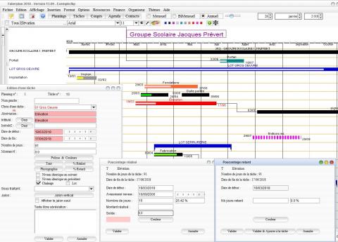 avancement et retard des tâches de votre planning de tâches Faberplan mac et pc