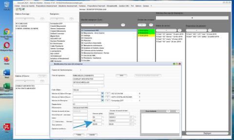 Pourcentage du montant global d'un lot dans le logiciel de suivi de chantier et facturation Gescant Mac et PC 17.07