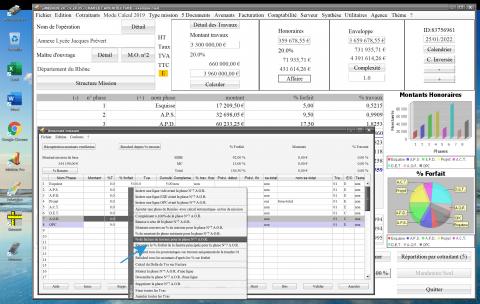 Nouvelle fonction de pourcentage de facture de travaux dans le logiciel de proposition d'honoraires de maîtrise d'oeuvre Médicis 24.05