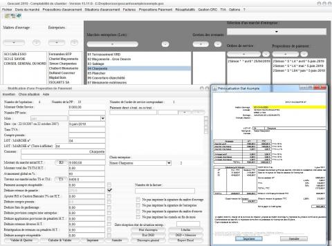 état d'acompte de la gestion de chantier mac et pc v15.11