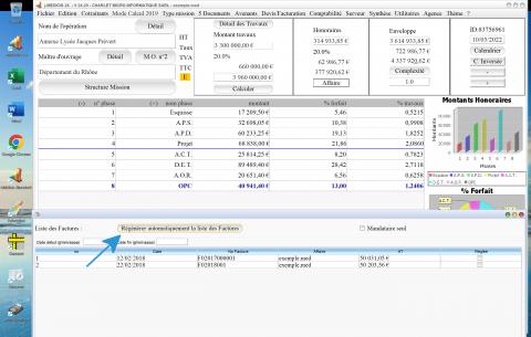 amélioration de la régéneration de la liste des factures du logiciel de facturation des honoraires de Maîtrise d'Oeuvre Médicis Mac et PC v24.20