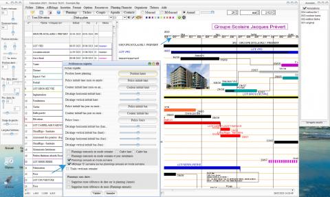 nouvelle possibilité d'afficher un s pour le mode semaine des plannings annuels dans le logiciel de planning de chantier mac et pc Faverplan v18.03