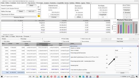 saisie d un delta de pourcentage négatif dans la répartition par cotraitant de la gestion honoraires Maîtrise d'Oeuvre Médicis Mac et PC 22.25