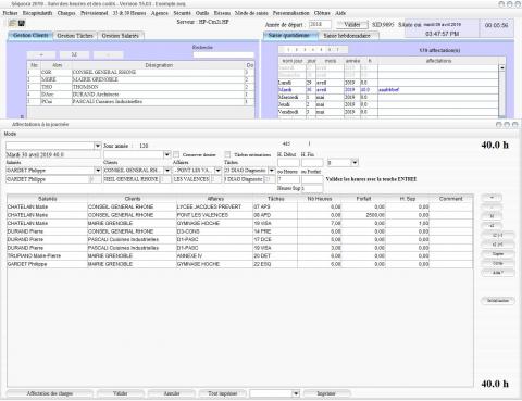 saisie et pointage des heures travaillées dans Séquora Mac et PC