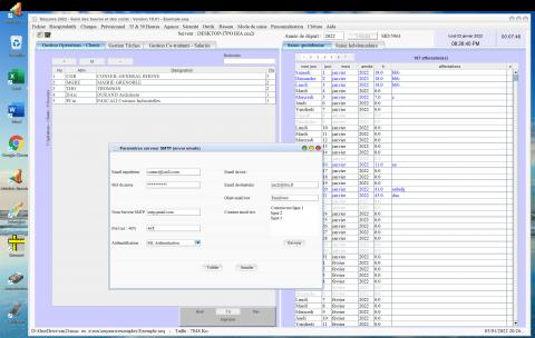 Nouvelle gestion d'un serveur d'email SMTP dans le logiciel de pointage des heures et de suivi des temps passés Séquora 18.01