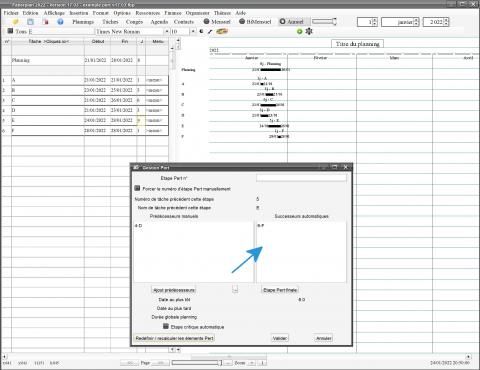 Nouvelle gestion des successeurs Pert logiciel de planning Faberplan Mac et PC 17.03