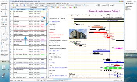 synchronisation des scrolls de planning graphique et table de saisie du logiciel de planning de chantier Faberplan Mac et PC v18.02