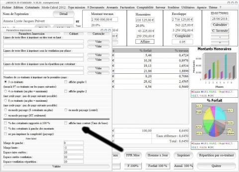 taux de base gestion facturation des honoraires architecte et bureaux d'études Médicis v20.26 pour mac osx et pc windows 